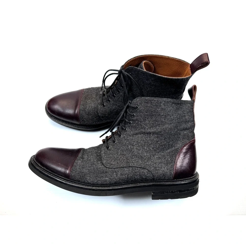 Taft Jack Boots Mens 43 US 10 EUC $349 Cap Toe Wool Leather Lace-up Comfort Gray